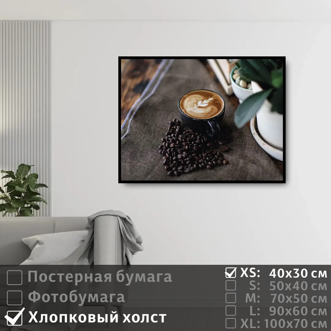 

Постер на холсте ПолиЦентр Кофе в кофейне 40х30 см, КофеВКофейне