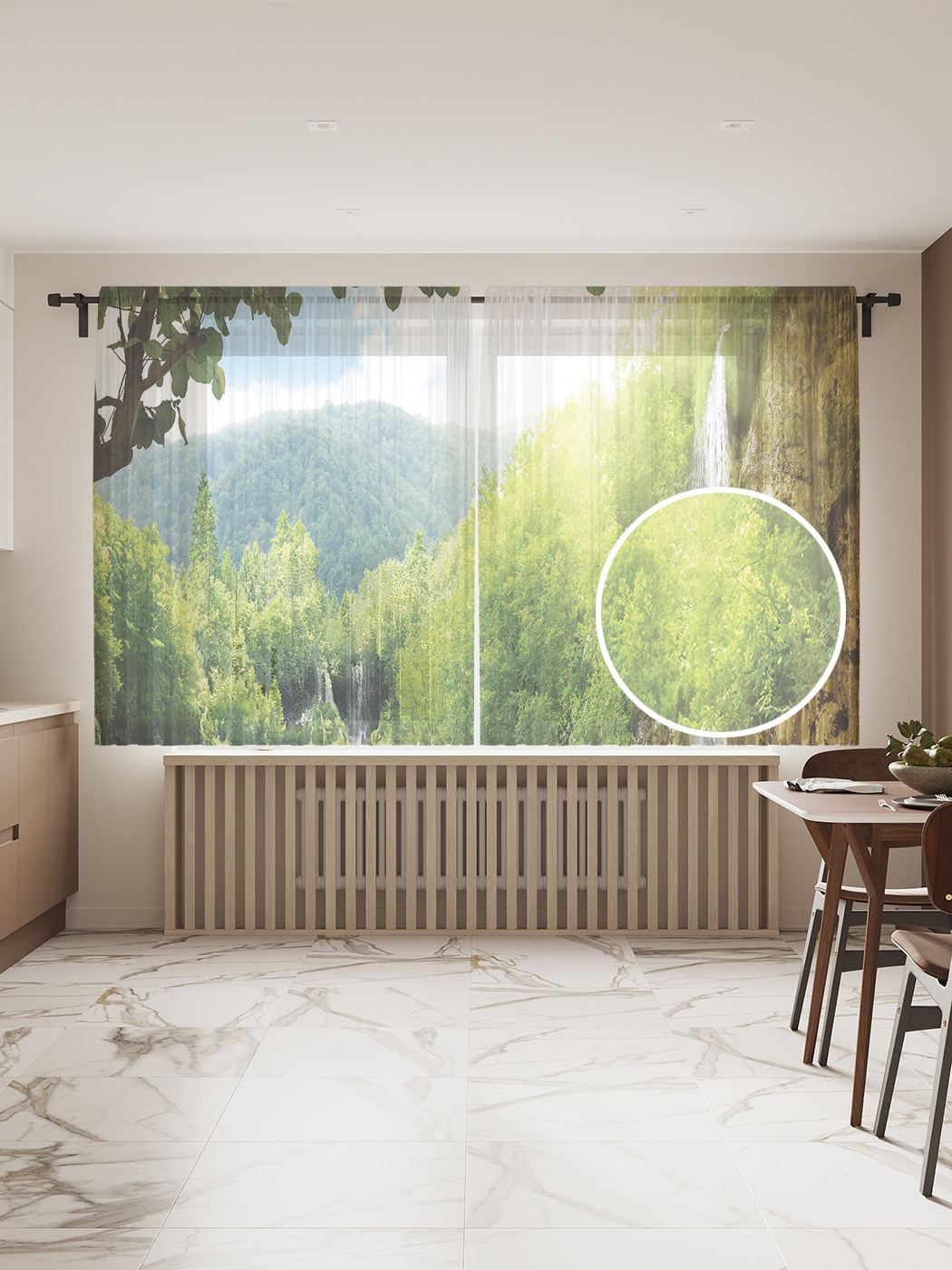 

Фототюль JoyArty "Река с водопадами" 145x180см (2 полотна со шторной лентой + 50 крючков), Река с водопадами