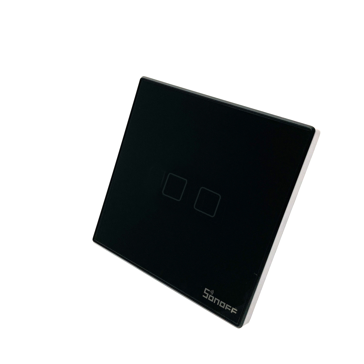 фото 2-клавишный выключатель света sonoff t3eu2c wifi, цвет черный