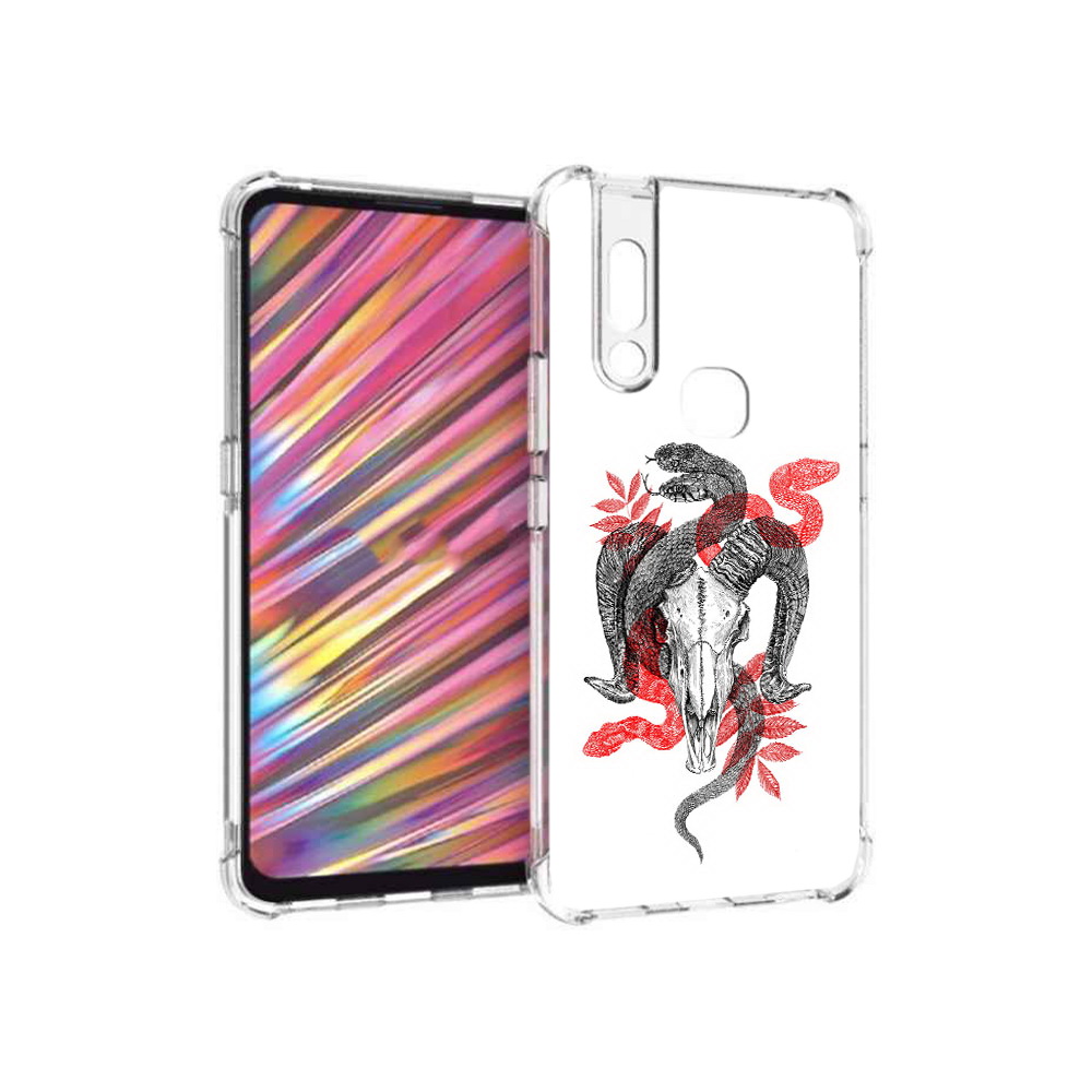 

Чехол MyPads Tocco для Vivo V15 змея в черепе рисунок (PT127905.397.365), Прозрачный, Tocco