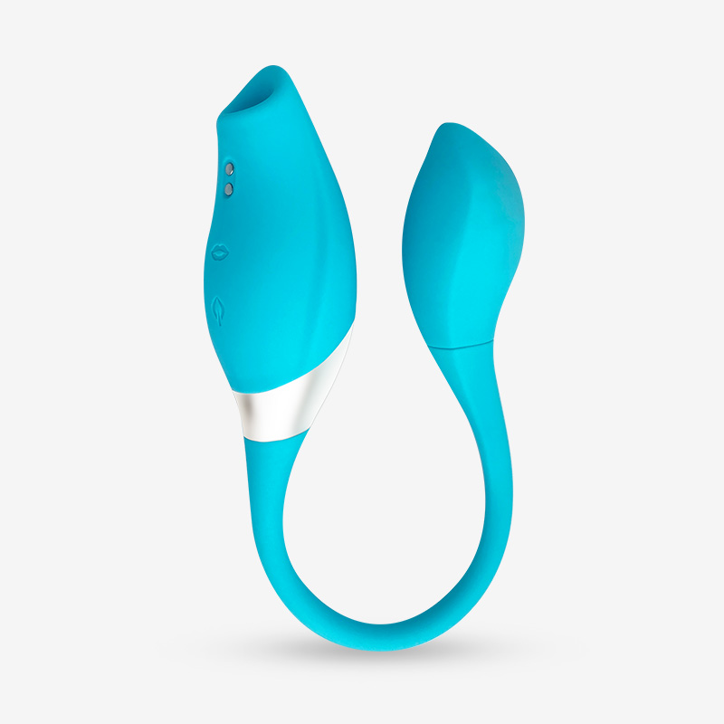 Вакуумно-волновой стимулятор вибратор Mister Gentle Duos, с виброяйцом, голубой