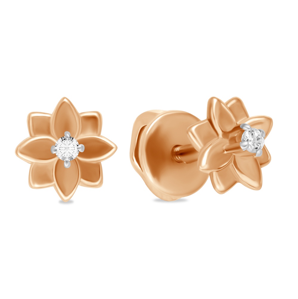 

Серьги пусеты из красного золота 585Gold 399000207, фианит, 399000207