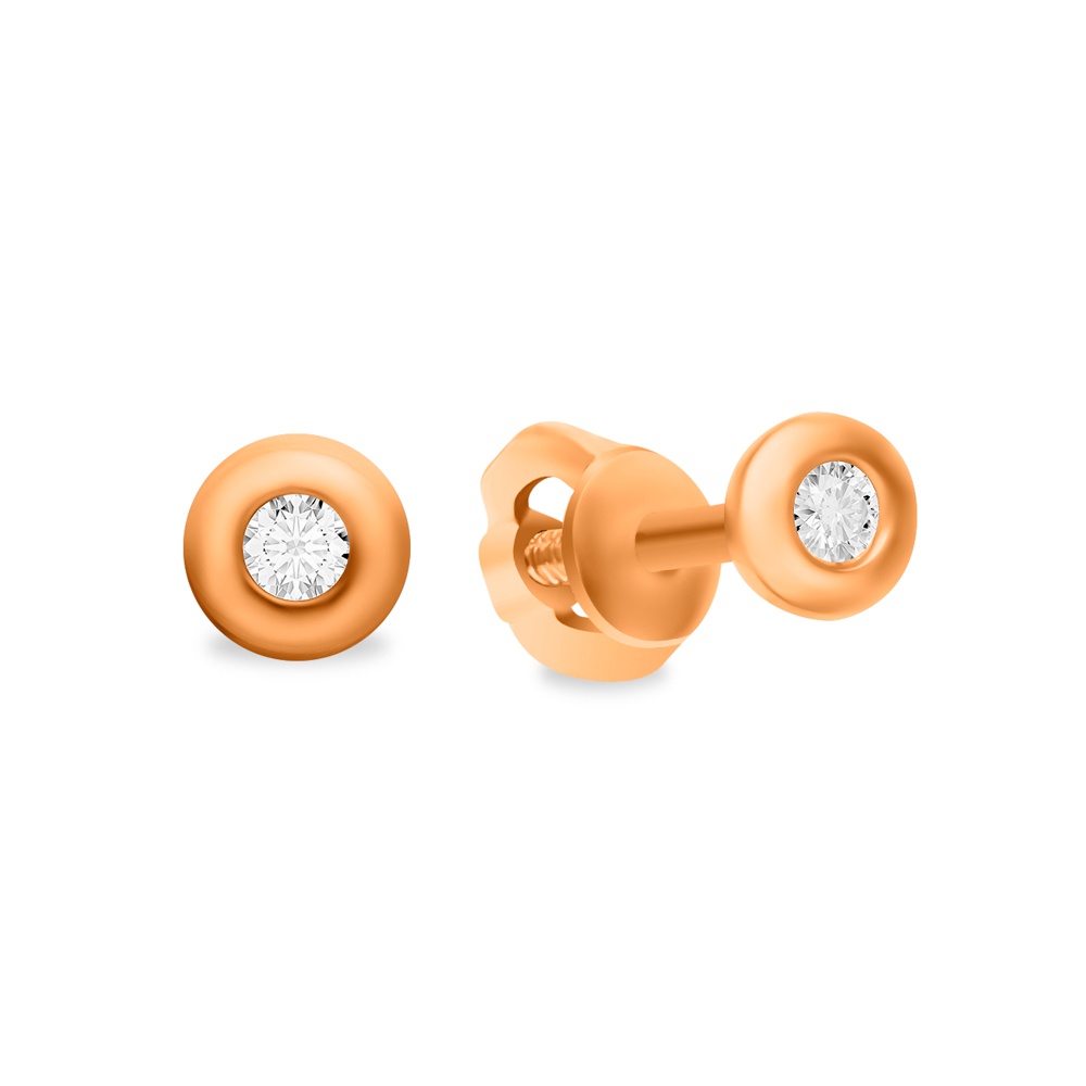 

Серьги пусеты из красного золота 585Gold 399000016, фианит, 399000016