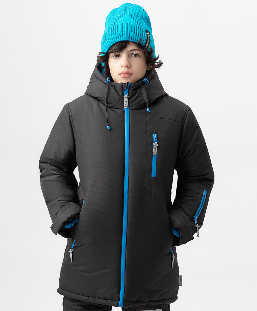Пальто зимнее с мембраной черное Active Button Blue 222BBBA46010800 р.140
