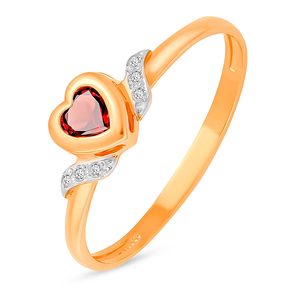 

Кольцо из золота р.  585Gold 201013161, гранат\фианит, 201013161