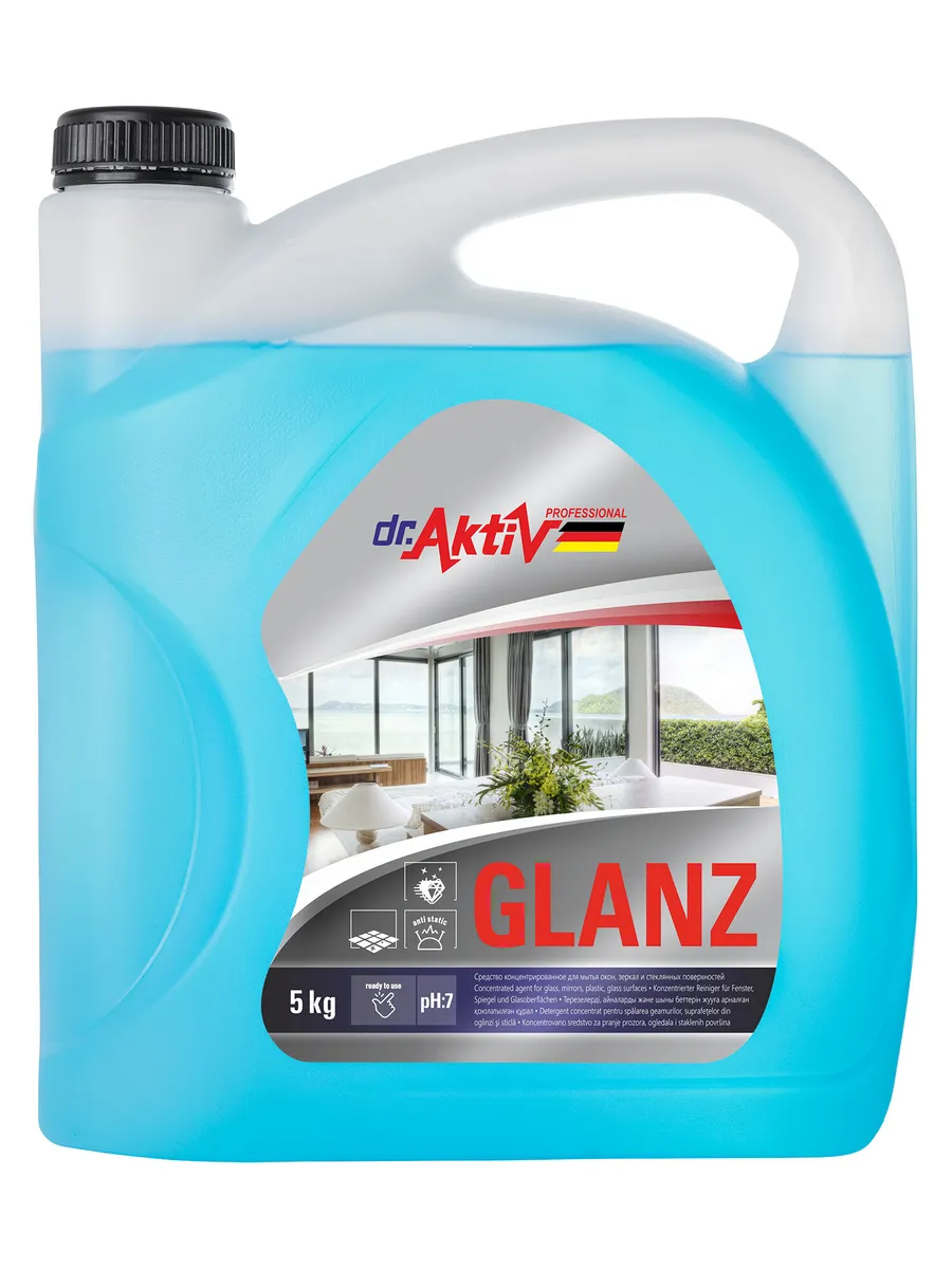 

Средство для мытья окон, зеркал и стеклянных поверхностей Dr.Aktiv Glanz, 5 кг, GLANZ