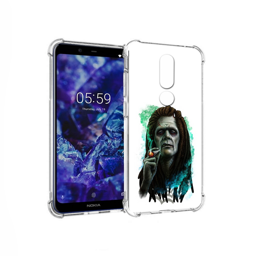 

Чехол MyPads Tocco для Nokia 5.1 Plus зеленый мужчина с сигаретой (PT119548.120.360), Прозрачный, Tocco