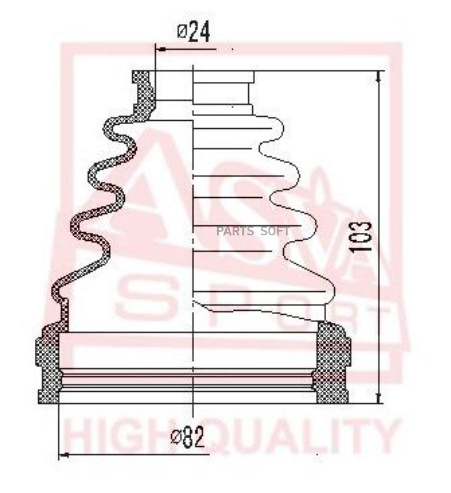 

Пыльник Шрус (Комплект Без Смазки) 23x76x101 Toyota Camry 2001-2011 ASVA арт. ASBT-INACA30