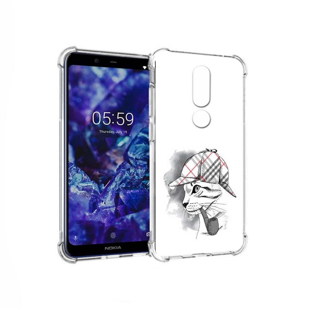 

Чехол MyPads Tocco для Nokia 5.1 Plus кошка с трубкой (PT119548.120.405), Прозрачный, Tocco