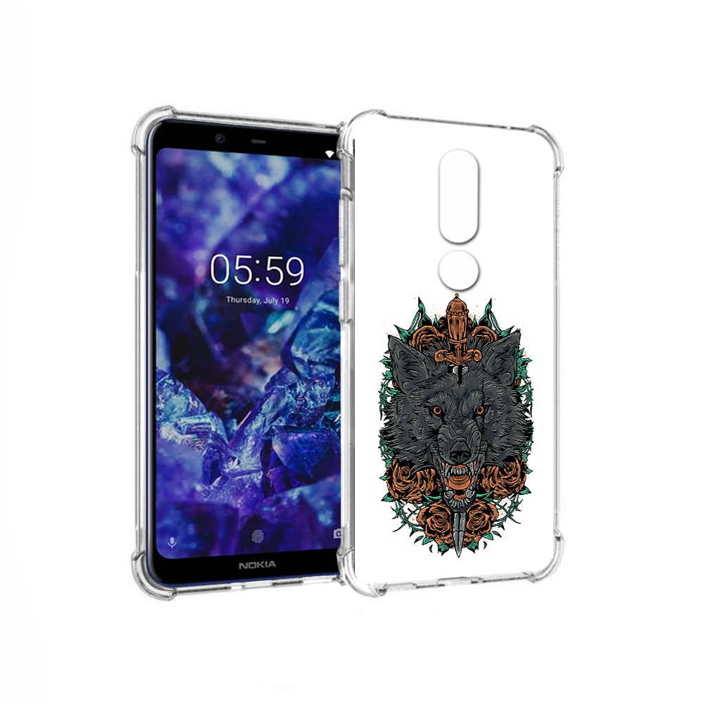 

Чехол MyPads Tocco для Nokia 5.1 Plus красивый злой волк (PT119548.120.409), Прозрачный, Tocco