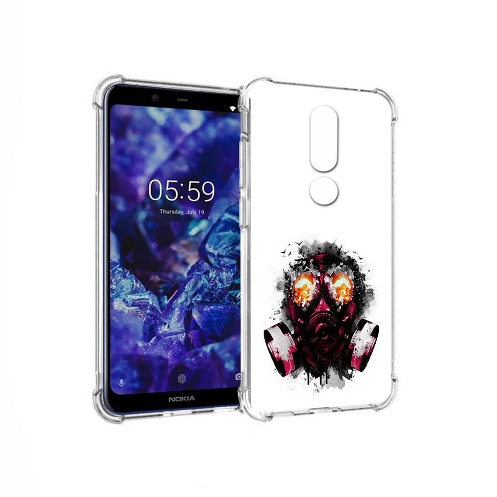 

Чехол MyPads Tocco для Nokia 5.1 Plus красный противогаз (PT119548.120.412), Прозрачный, Tocco
