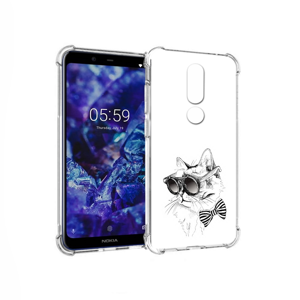 Чехол MyPads Tocco для Nokia 5.1 Plus крутая кошка в очках (PT119548.120.421)