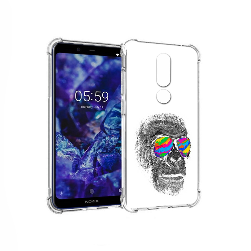 

Чехол MyPads Tocco для Nokia 5.1 Plus крутая обезьяна в очках (PT119548.120.422), Прозрачный, Tocco