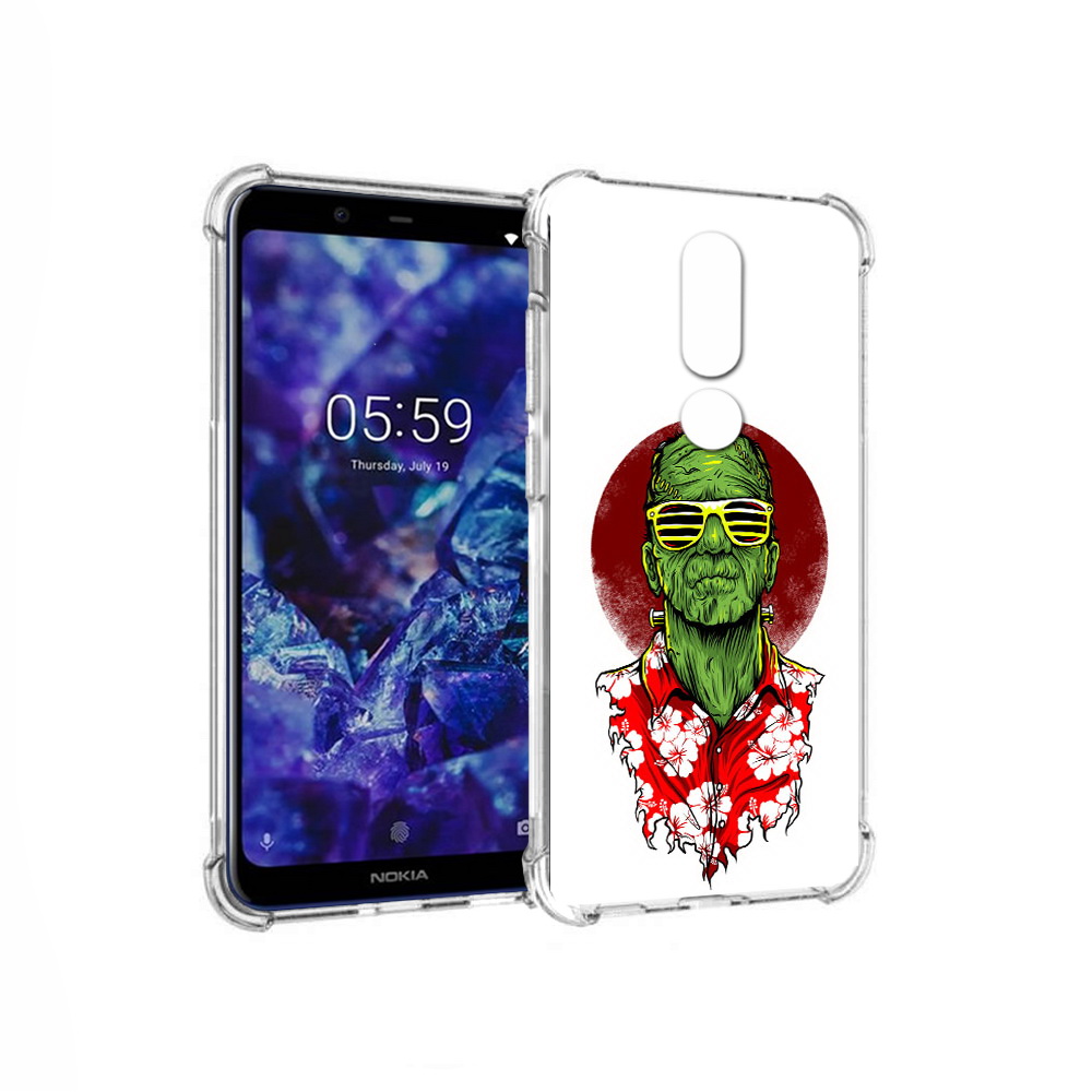 

Чехол MyPads Tocco для Nokia 5.1 Plus крутой зеленый мужчина в очках (PT119548.120.424), Прозрачный, Tocco