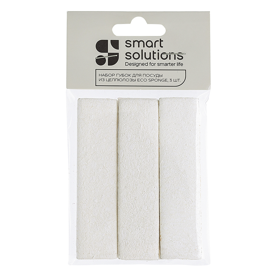 Губки для мытья посуды Smart Solutions из целлюлозы Eco Sponge, 3 шт