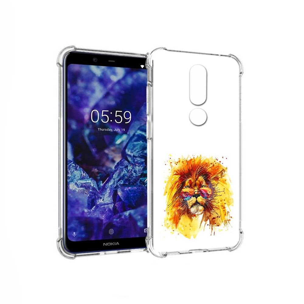 

Чехол MyPads Tocco для Nokia 5.1 Plus лев в очках (PT119548.120.436), Прозрачный, Tocco