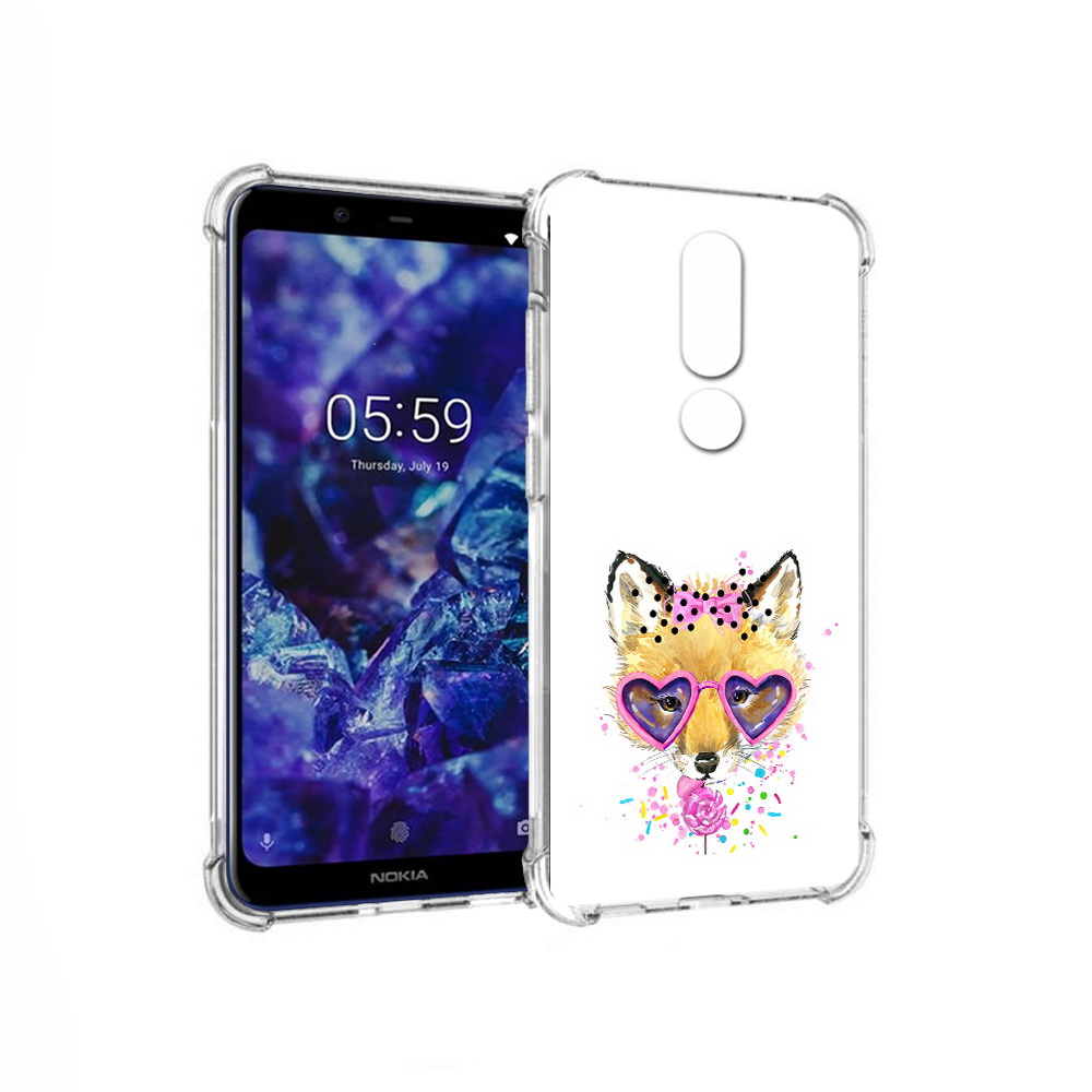 

Чехол MyPads Tocco для Nokia 5.1 Plus лисенок с бантиком (PT119548.120.441), Прозрачный, Tocco