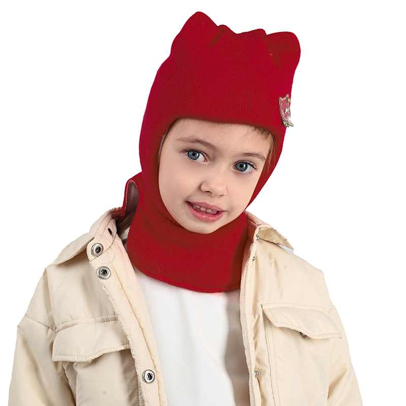 Балаклава детская Baziator CL00W, бордовый, 48-50 бежевая шапка шлем с ушками molo детская
