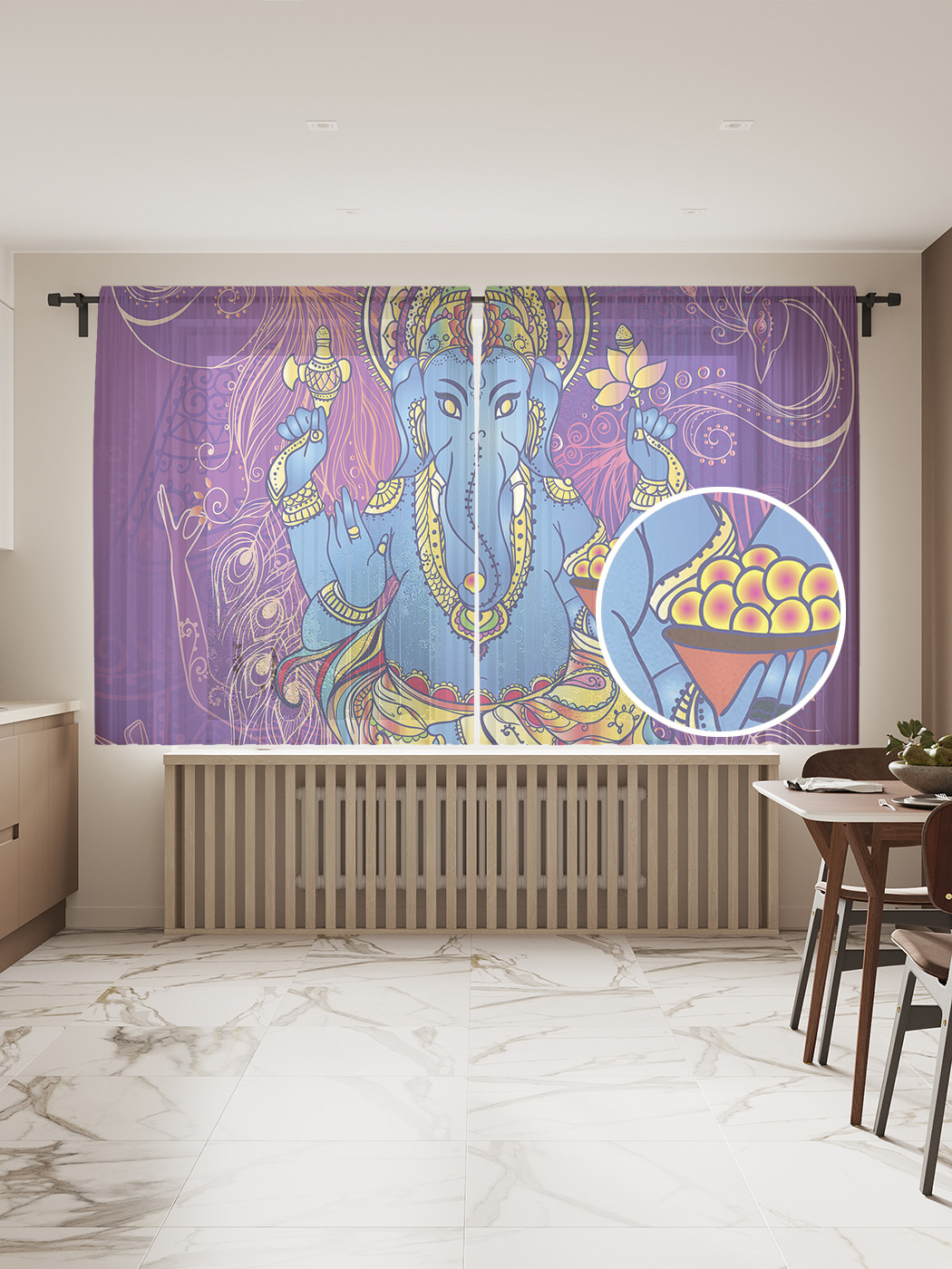 

Фототюль JoyArty "Королевский слон", 145x180 см (2 полотна со шторной лентой + 50 крючков), Королевский слон