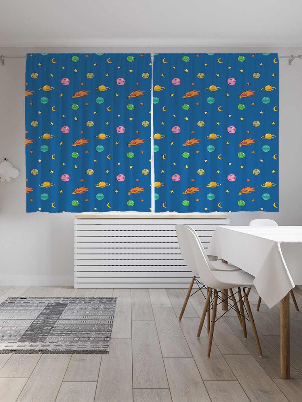 

Классические шторы JoyArty "Игрушечный космос", серия Oxford DeLux, 2 полотна 145x180 см, Игрушечный космос