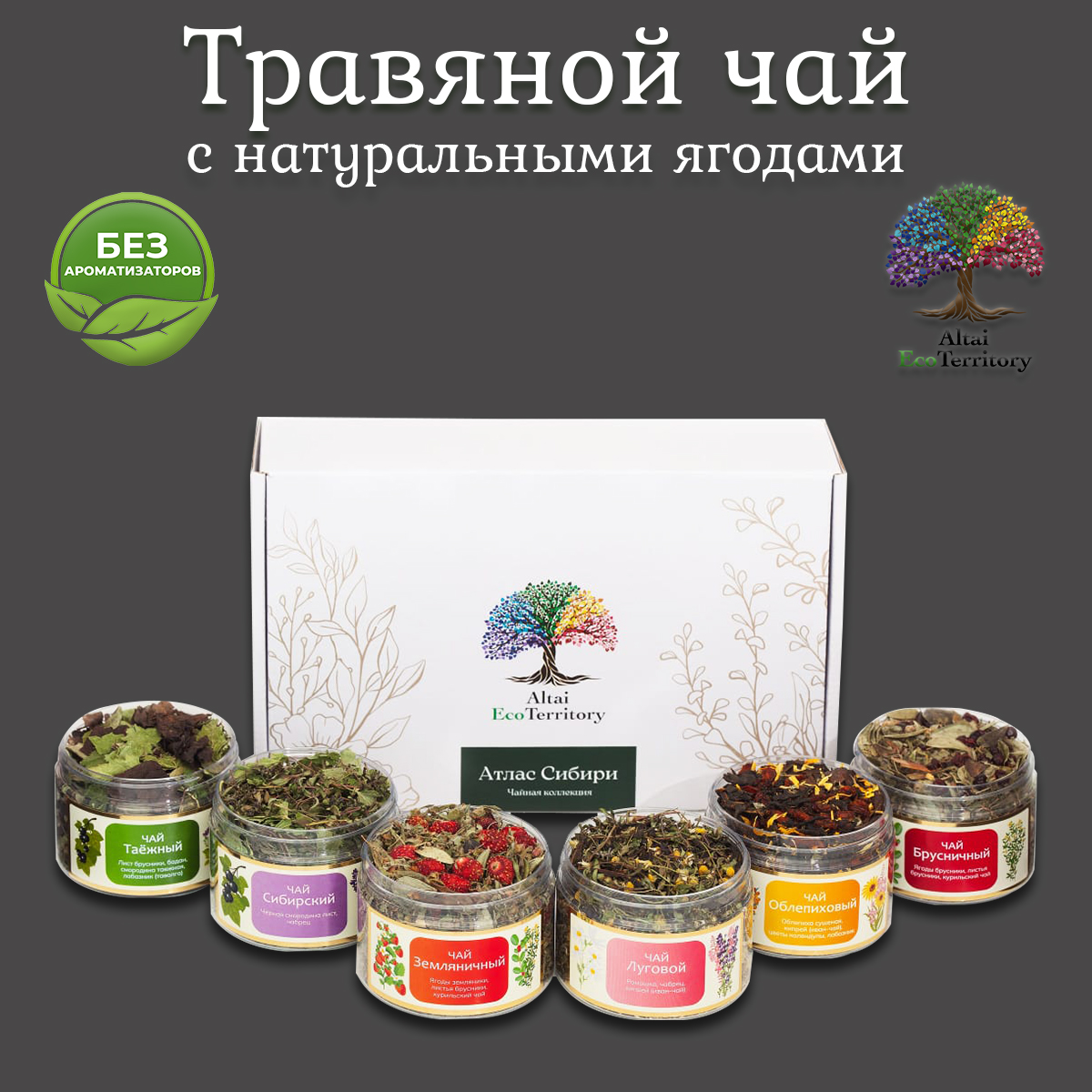 Чай Altai EcoTerritory травяной подарочный набор Атлас Сибири, 6 шт по 300 мл