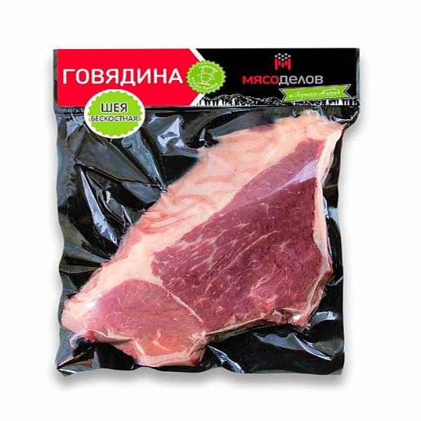 

Говядина Мясоделов шея без кости, охлажденная, в вакууме, 500-600 г