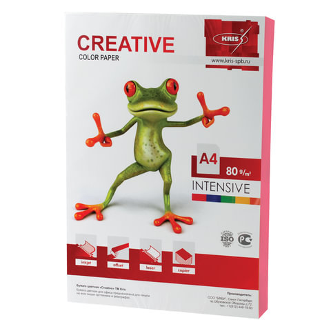 

Бумага Kris Creative цветная для офиса А4 80гр/м2 Интенсив розовый 100л