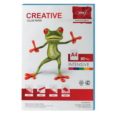 

Бумага Kris Creative цветная для офиса А4 80гр/м2 Интенсив голубой 100л