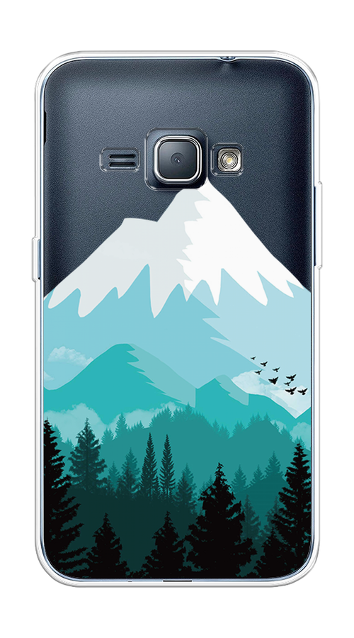 

Чехол на Samsung Galaxy J1 2016 "Синяя снежная гора", Белый;голубой, 22150-2