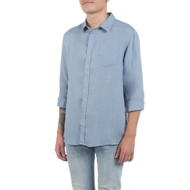 

Рубашка мужская Maison David SHIRT голубая M, Голубой, SHIRT