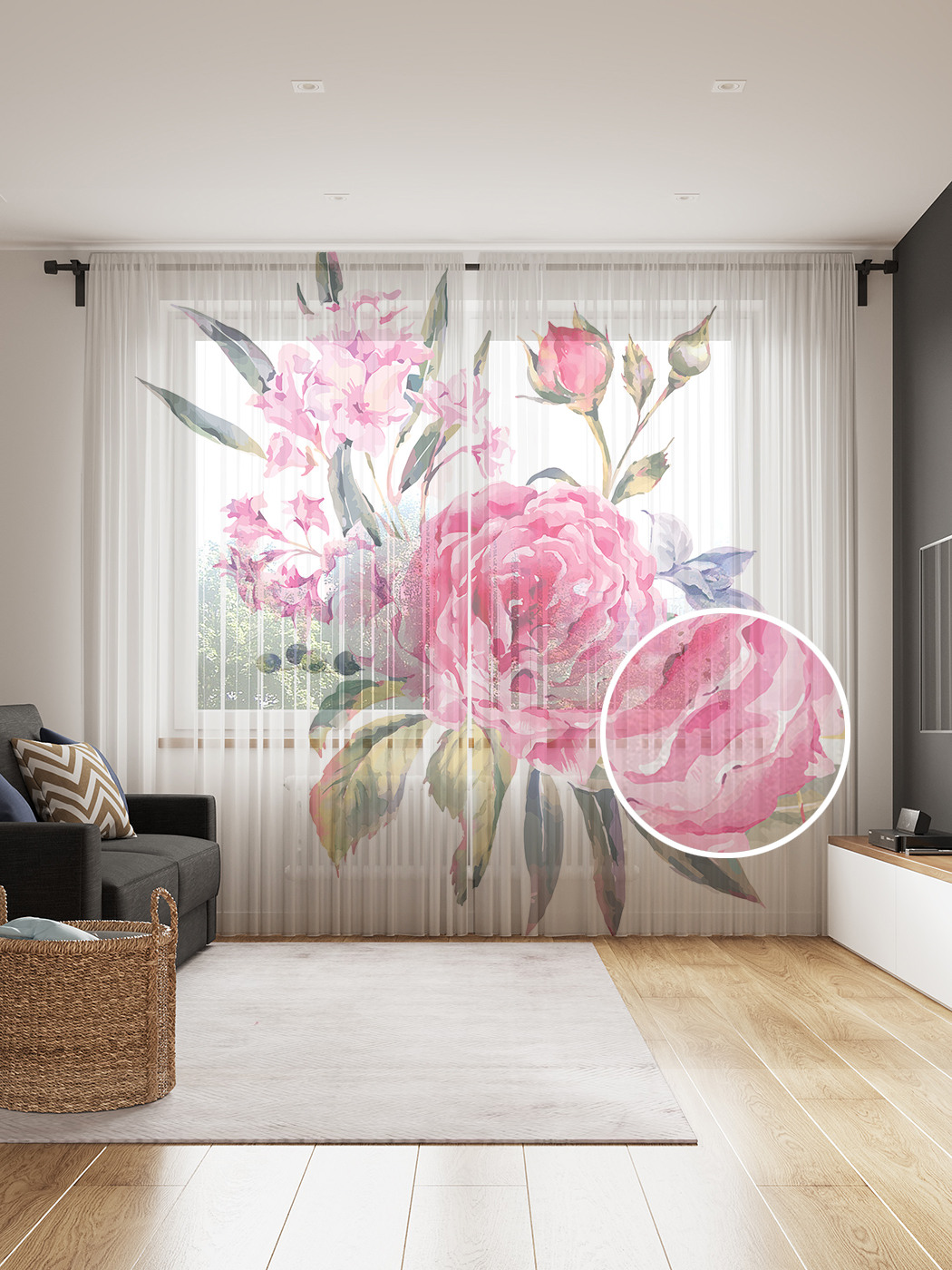 

Фототюль JoyArty "Бутон роз", 145x265см (2 полотна со шторной лентой + 50 крючков), Бутон роз