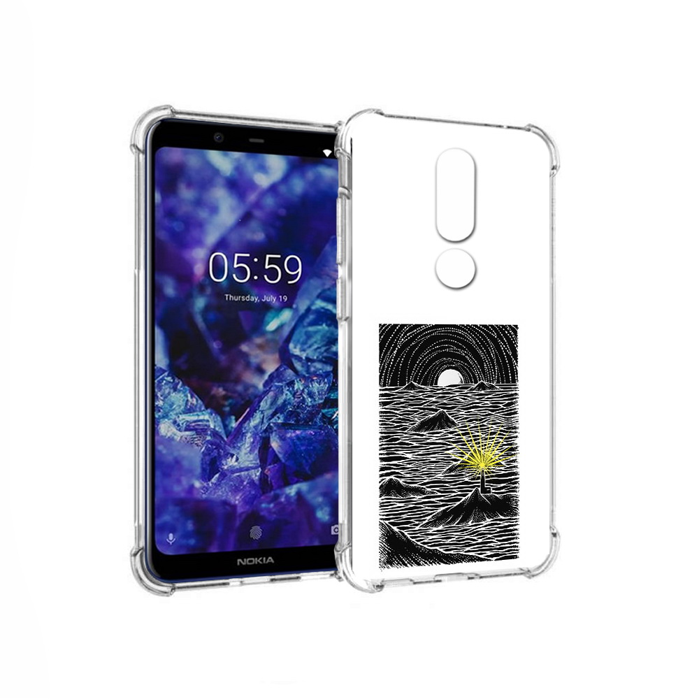 

Чехол MyPads Tocco для Nokia 5.1 Plus маяк в черно белом море (PT119548.120.460), Прозрачный, Tocco