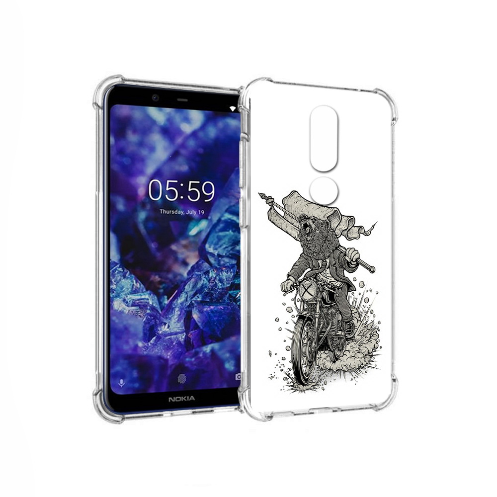 

Чехол MyPads Tocco для Nokia 5.1 Plus медведь на мотоцикле (PT119548.120.467), Прозрачный, Tocco