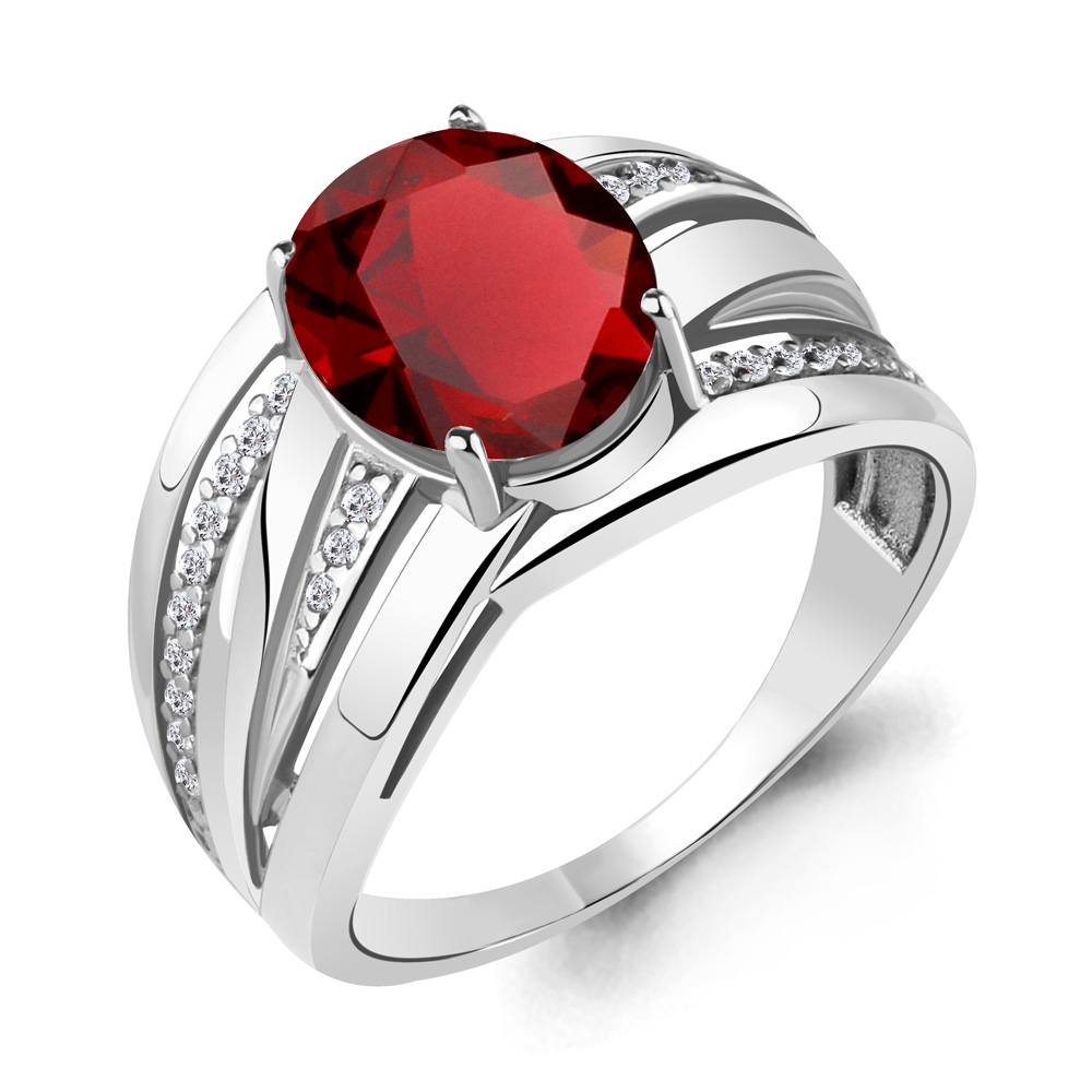 

Кольцо из серебра с гранатом р. 18 Aquamarine 6579285А_925_р, 6579285А_925_р