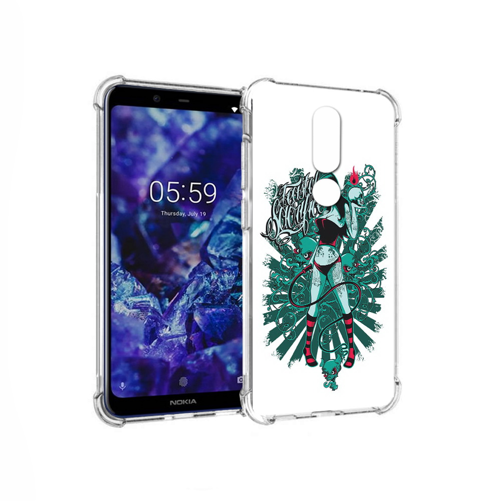 

Чехол MyPads Tocco для Nokia 5.1 Plus нарисованная девушка в татуировках, Прозрачный, Tocco