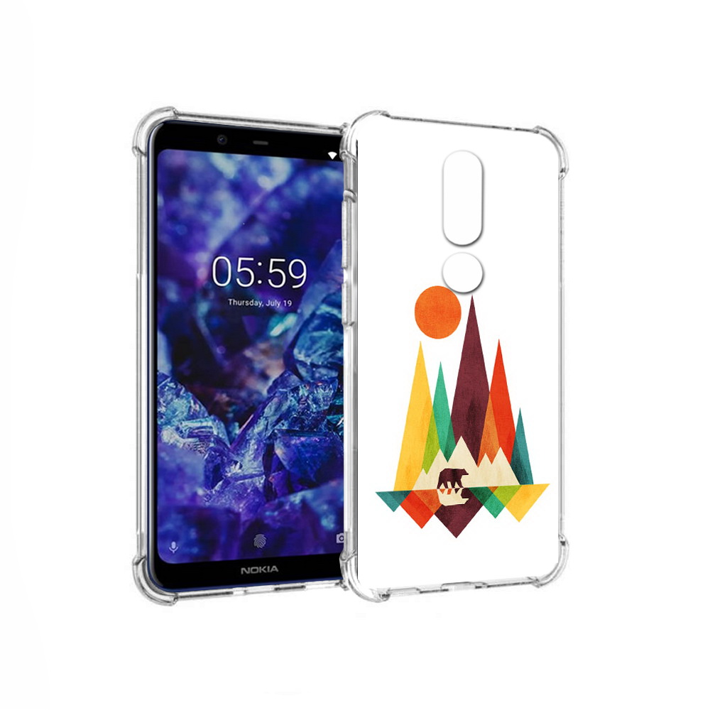 

Чехол MyPads Tocco для Nokia 5.1 Plus нарисованные горы с медведем (PT119548.120.506), Прозрачный, Tocco