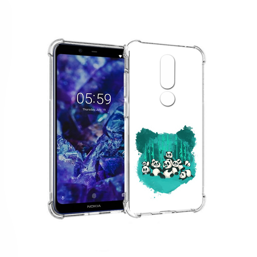 

Чехол MyPads Tocco для Nokia 5.1 Plus нарисованные панды (PT119548.120.508), Прозрачный, Tocco