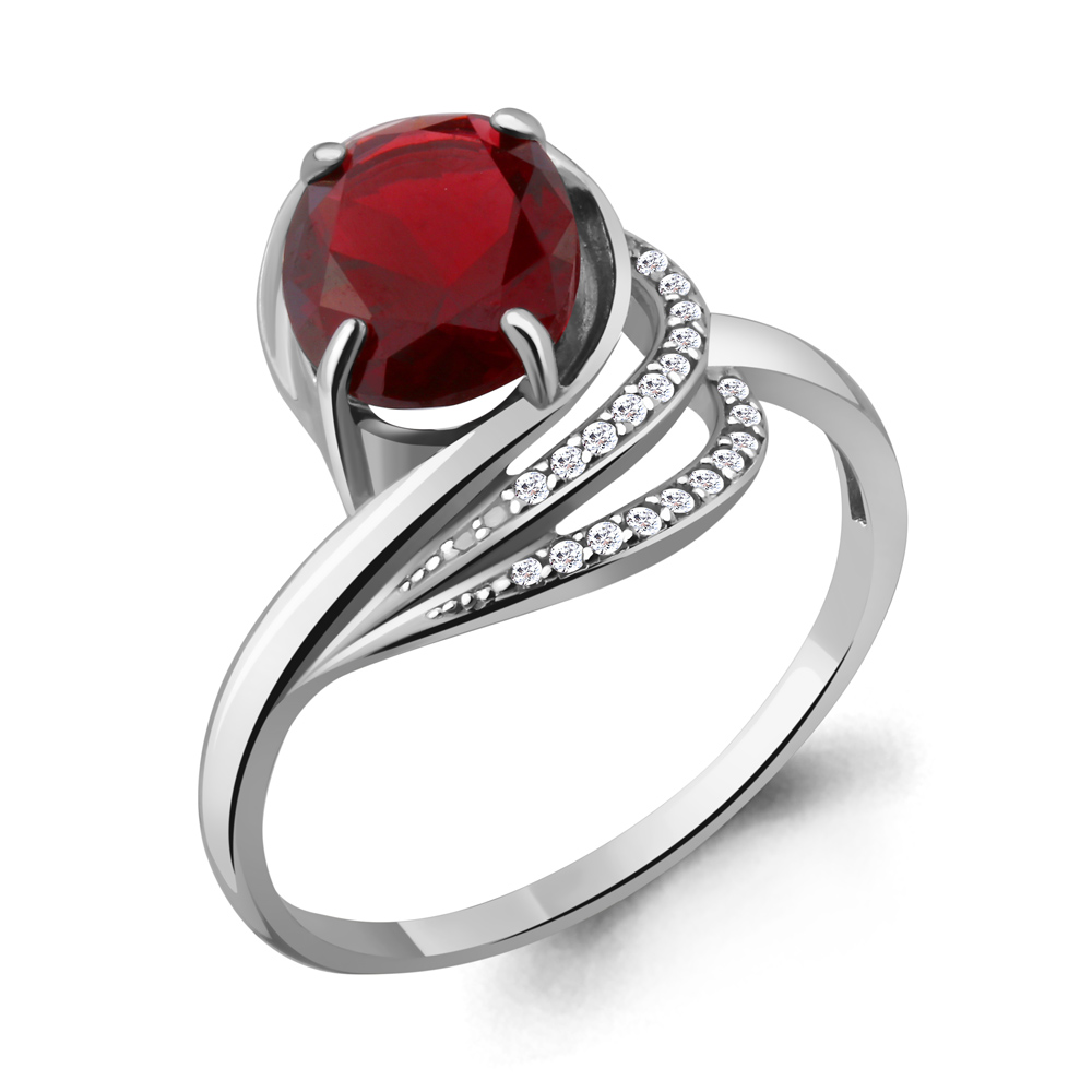 

Кольцо из серебра с гранатом р. 19,5 Aquamarine 6579585А_925_р, 6579585А_925_р