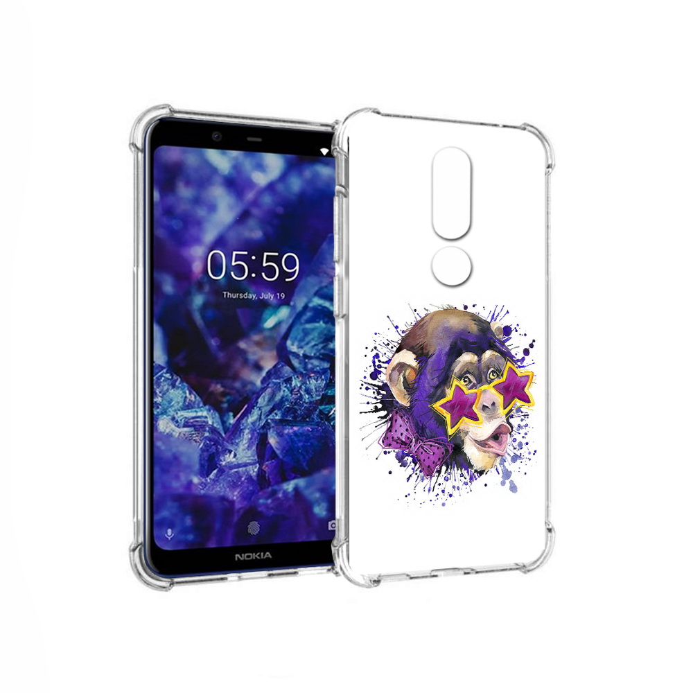 

Чехол MyPads Tocco для Nokia 5.1 Plus обезьяна в очках (PT119548.120.524), Прозрачный, Tocco
