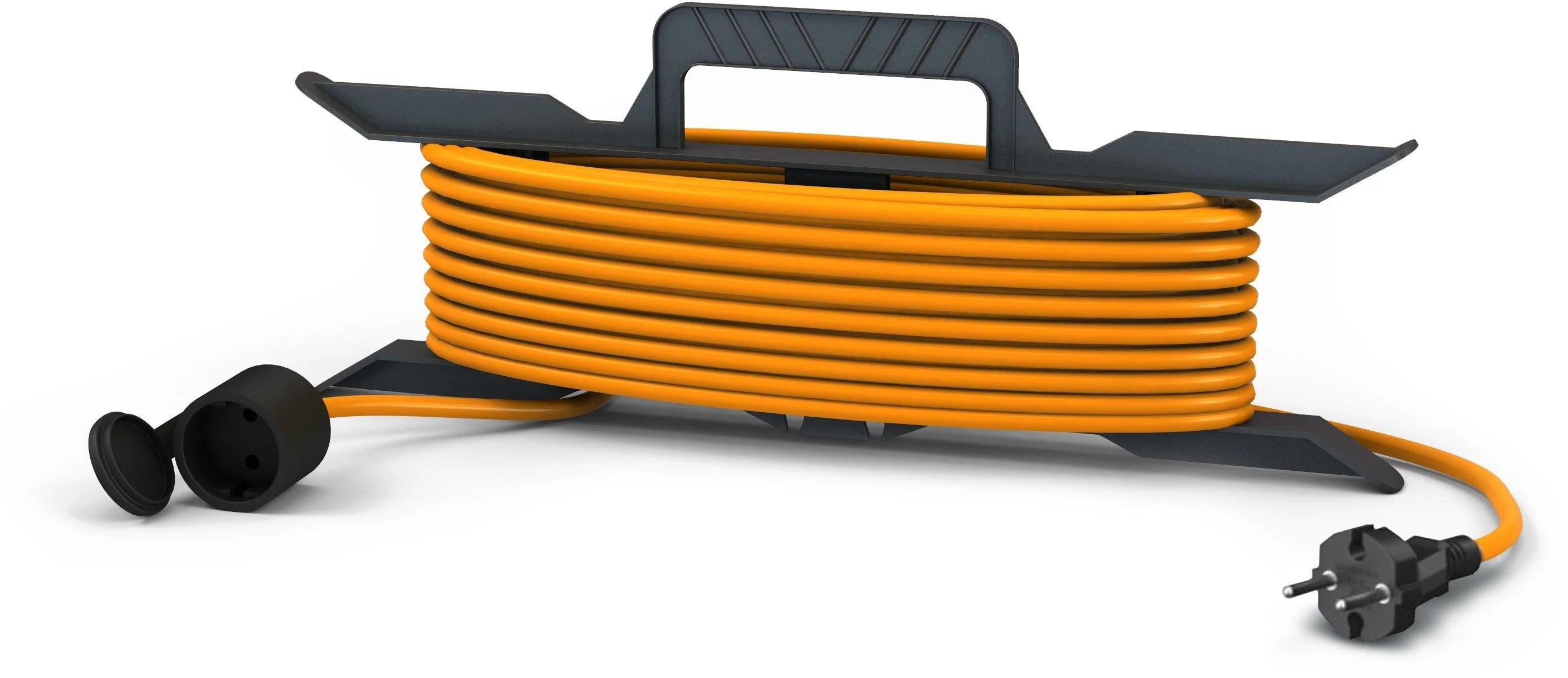 Удлинитель шнур GardenLine на рамке б/з  ПВС 2х1 10A 30м IP 44  оранж.шн