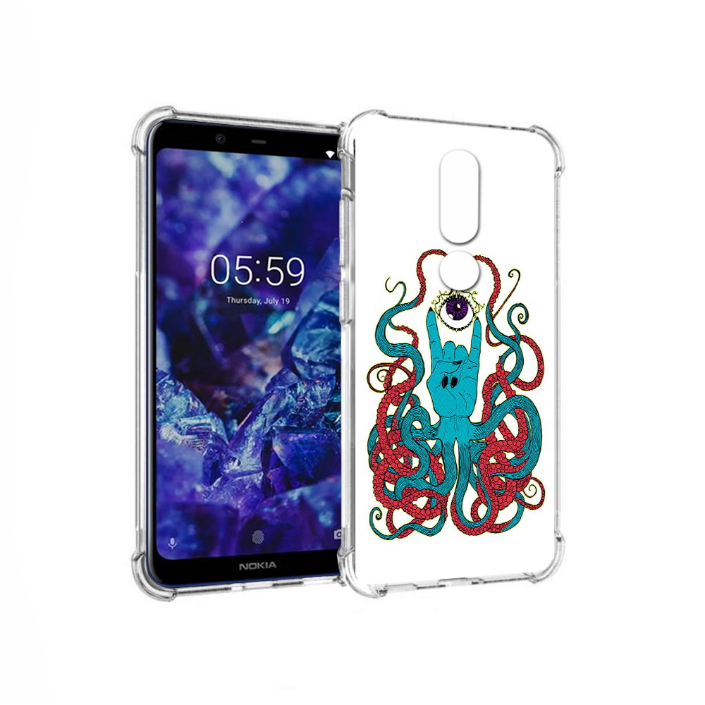 

Чехол MyPads Tocco для Nokia 5.1 Plus осьминог-рука абстракция (PT119548.120.530), Прозрачный, Tocco