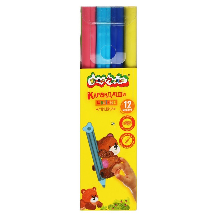 

Каляка-Маляка Карандаши 12 цветов "Jumbo Мишки" Каляка-Маляка, с точилкой, утолщенный гриф, Разноцветные