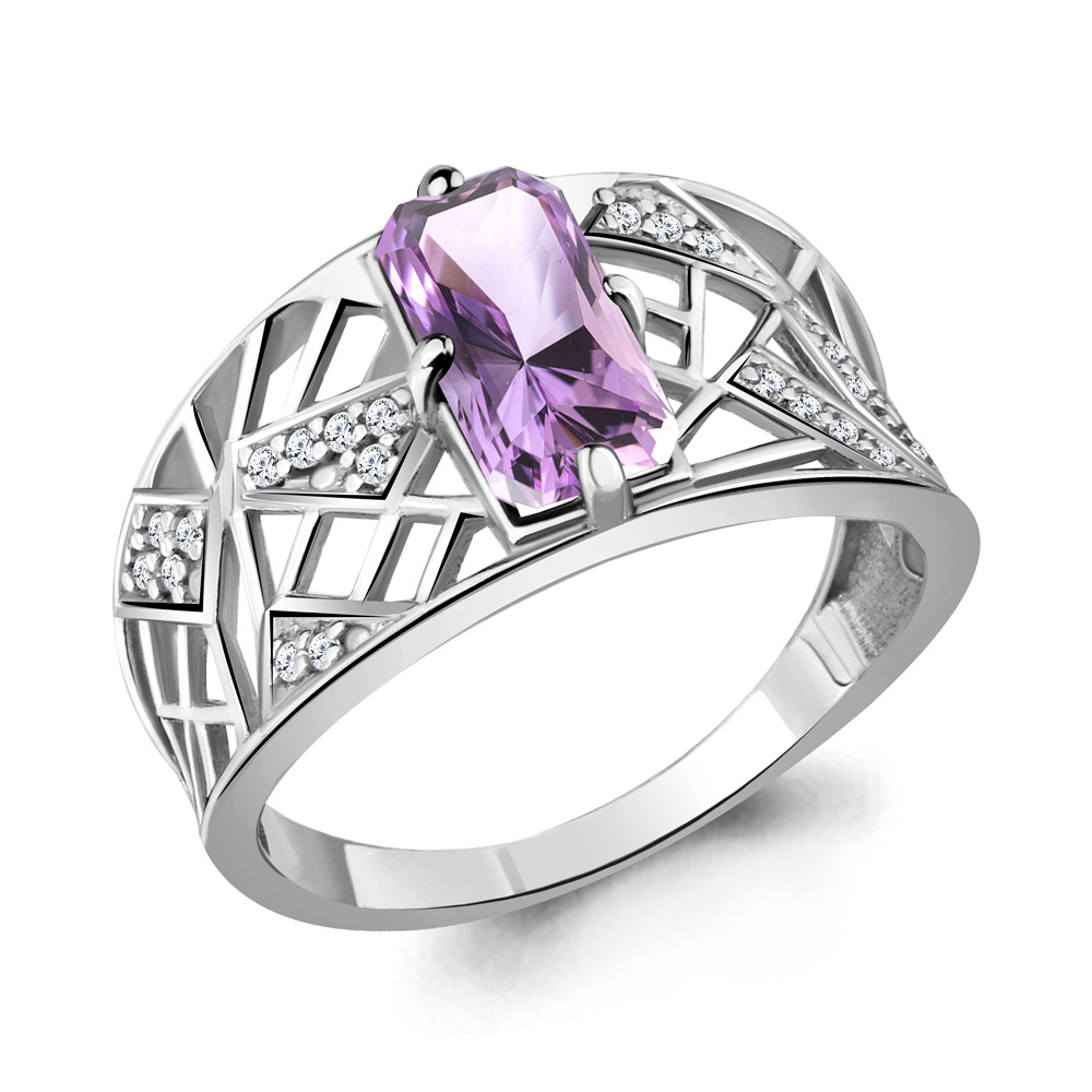 

Кольцо из серебра с аметистом р. 18 Aquamarine 6579804А_925_р, 6579804А_925_р