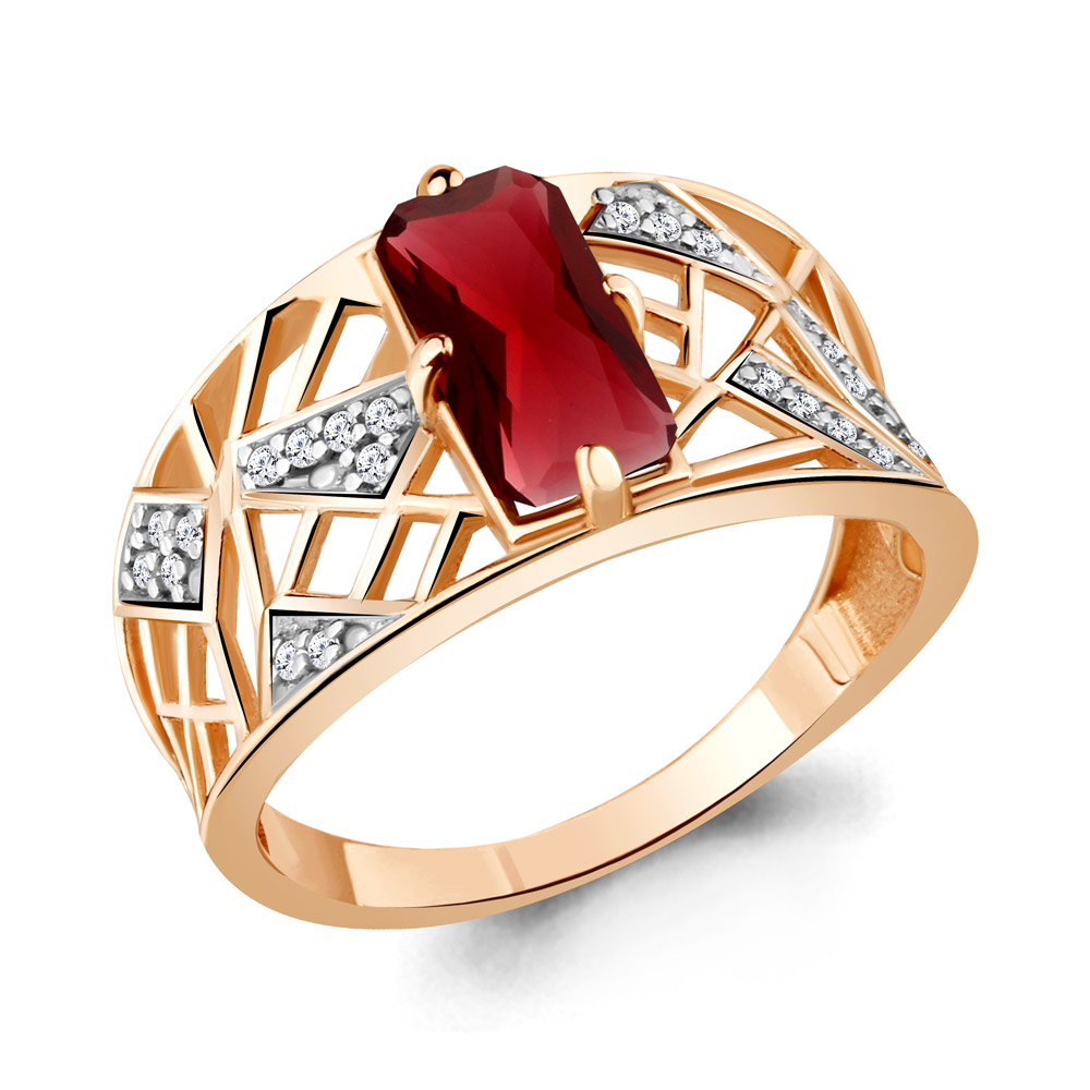 

Кольцо из серебра с гранатом р.  Aquamarine 6579885А_925_з, 6579885А_925_з
