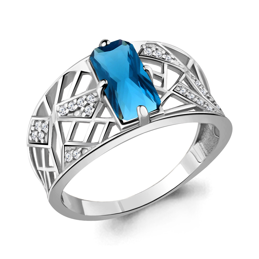 

Кольцо из серебра с топазом р. 18 Aquamarine 6579893А_925_р, 6579893А_925_р