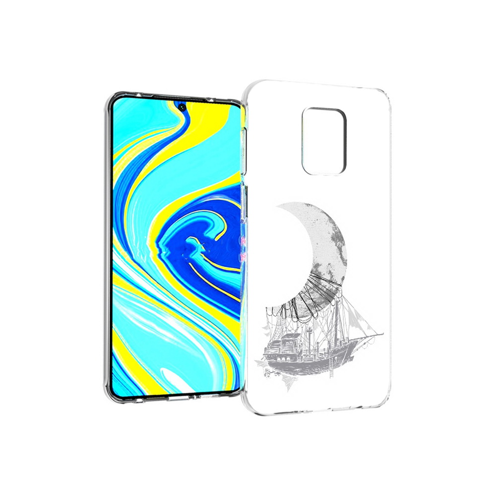 Чехол MyPads Tocco для Xiaomi Redmi Note 9 Pro черно белый корабль полумесяц
