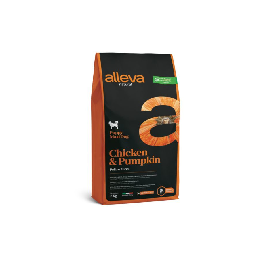 Сухой корм для щенков Alleva Natural Puppy Chicken & Pumpkin Maxi, курица, 2кг