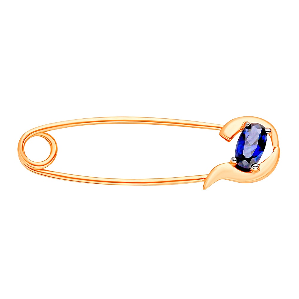 Брошь из красного золота с сапфиром искусственным 585Gold 111000010