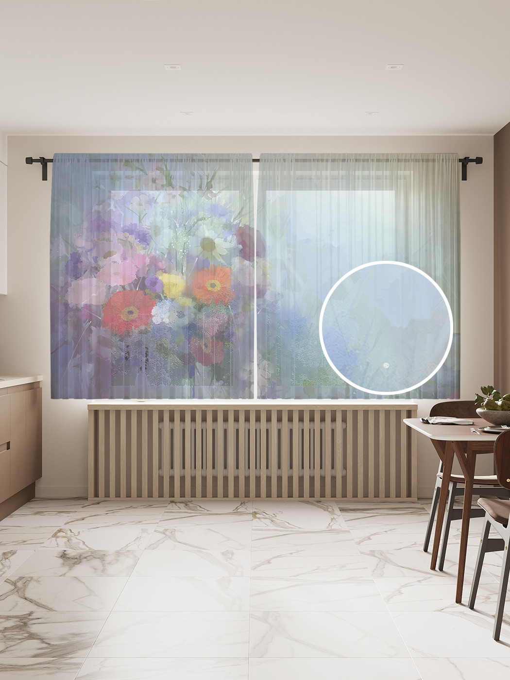 

Фототюль JoyArty "Призрачный букет", 145x180 см (2 полотна со шторной лентой + 50 крючков), Призрачный букет