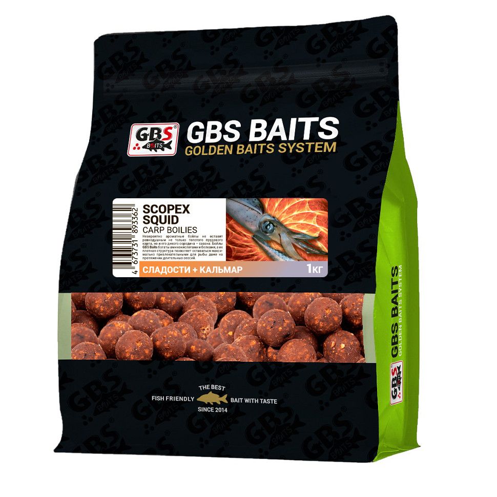 

Бойлы прикормочные GBS BaITS 20 мм 1 кг Кальмар Скопекс, цвет Коричневый, прикормочные 20 мм